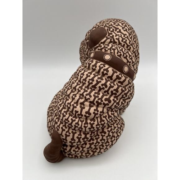 Carved Ceramic Bulldog Puppy Figurine with Brown Dog Biscuit Pattern 7” Signed - Picture 11 of 13